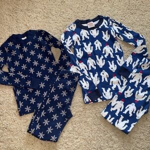 Hanna Andersson Kids Navy Snowflake and Yeti Pajama Lot, sz 6-7, 8